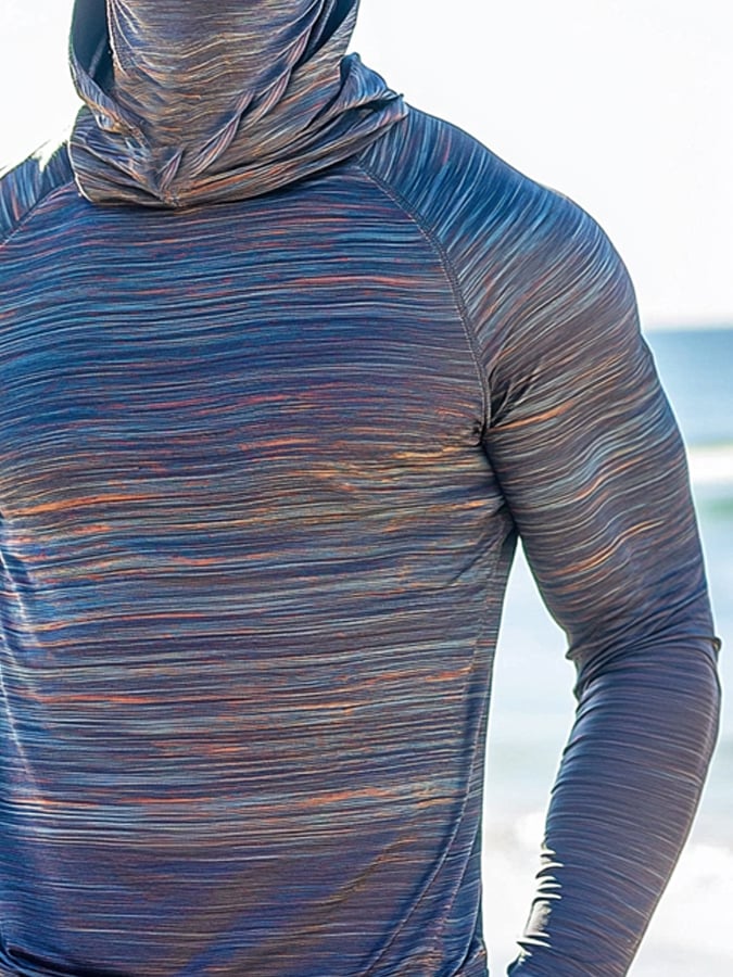 Men's Outdoor Sun Protection Breathable Cool Mask Hooded Sun Protection Long-Sleeved Top