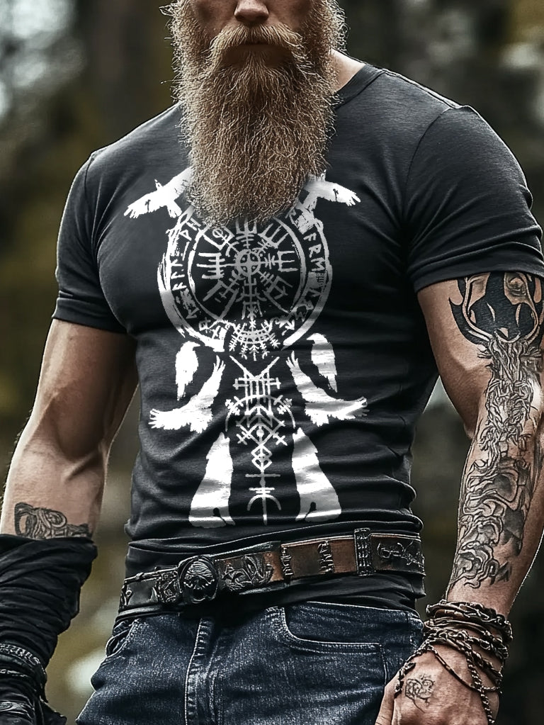 Viking runestone tablecloth rune animal compass rune design printed short sleeve