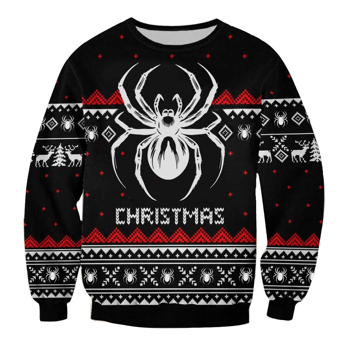 Men's Spider 3D Print Ugly Christmas Crew Neck Sweatshirt