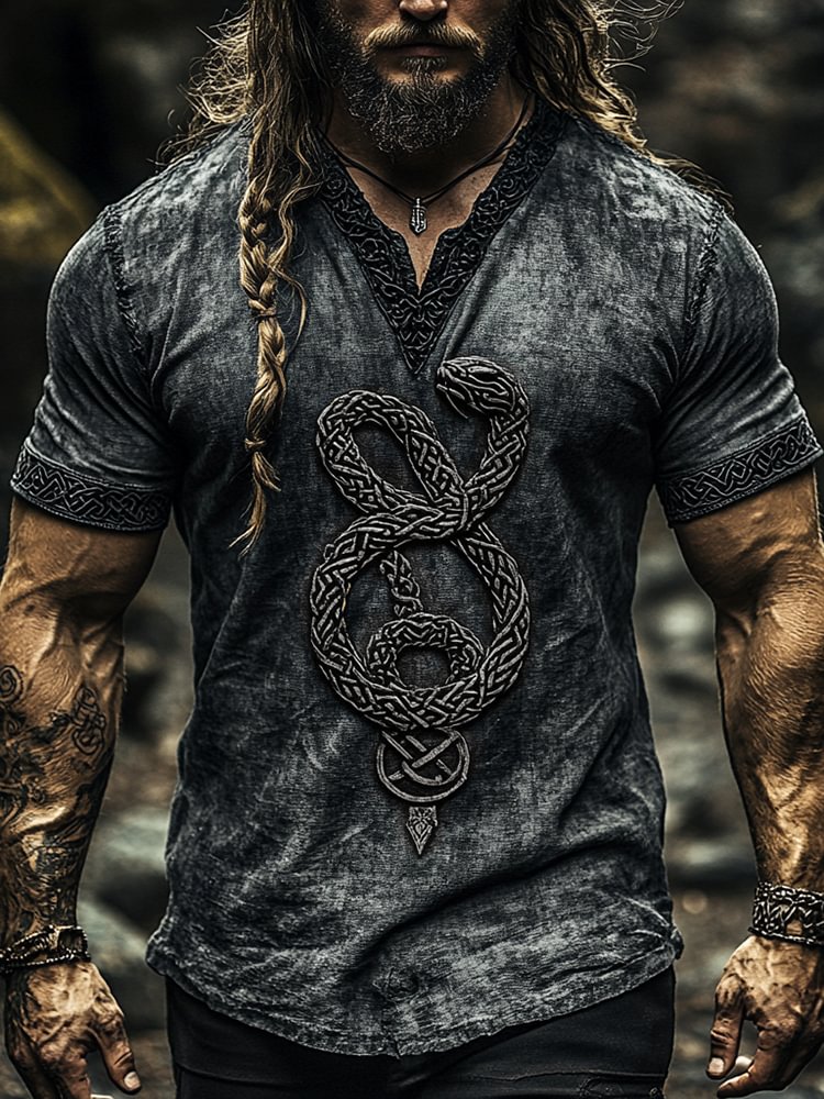 Men's Celtic Knot Snake Totem Mythology T-shirt