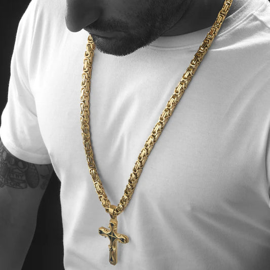 Gold Tribal Cross Necklace