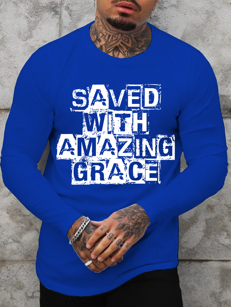 Saved With Amazing Grace Long Sleeve T-Shirt