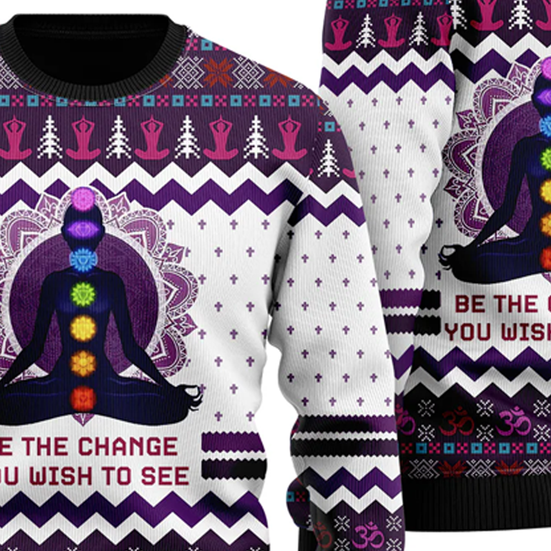 Yoga Be The Change Ugly Christmas Sweater For Men And Women