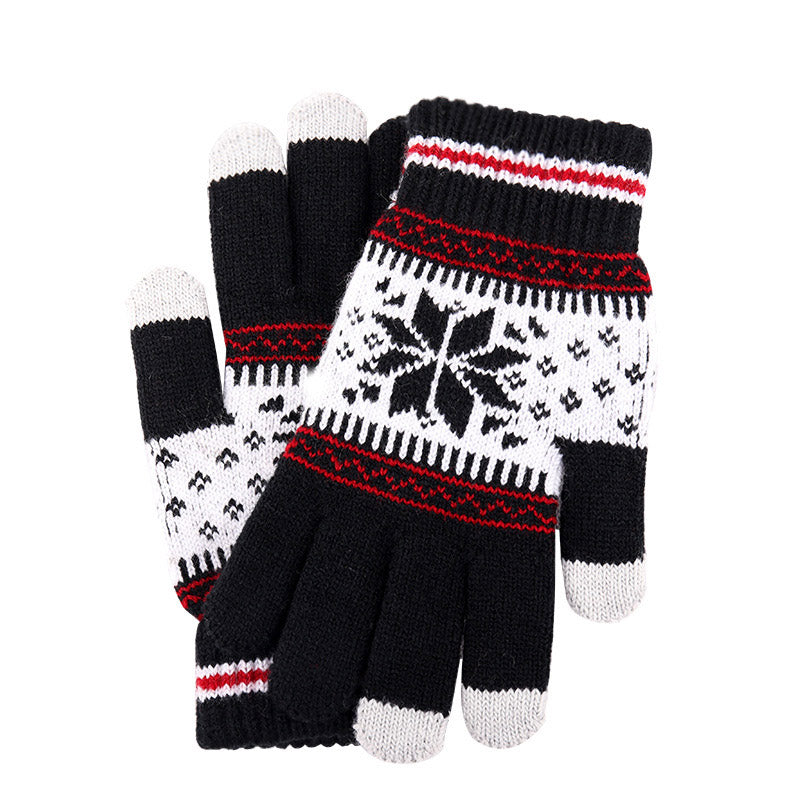 Christmas Snowflake Touch Screen Warm Knitted Wool Gloves