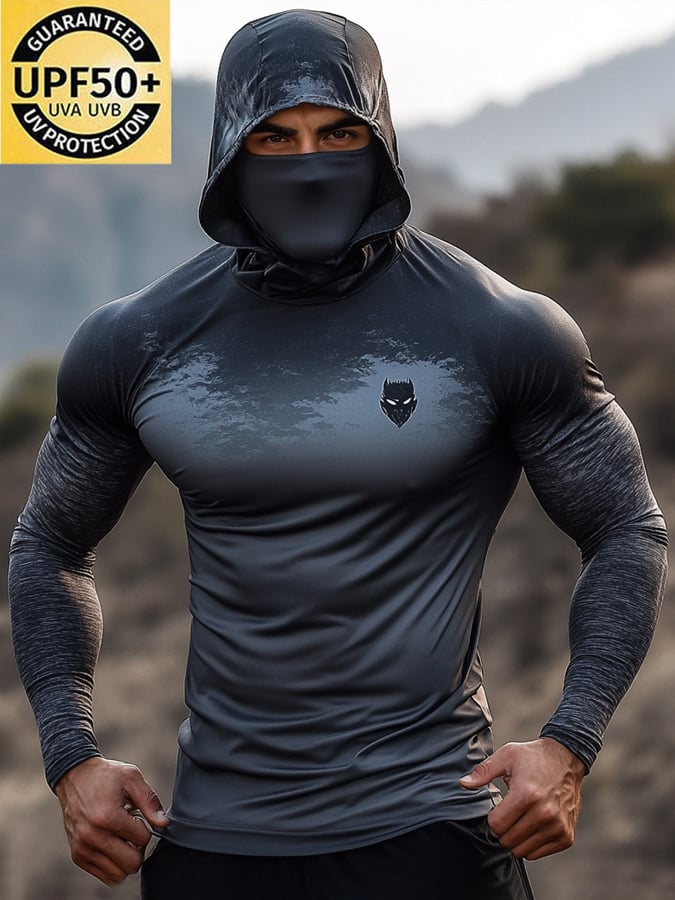 Men's Outdoor Sun Protection Breathable Cool Hooded Sun Protection Long Sleeve Top