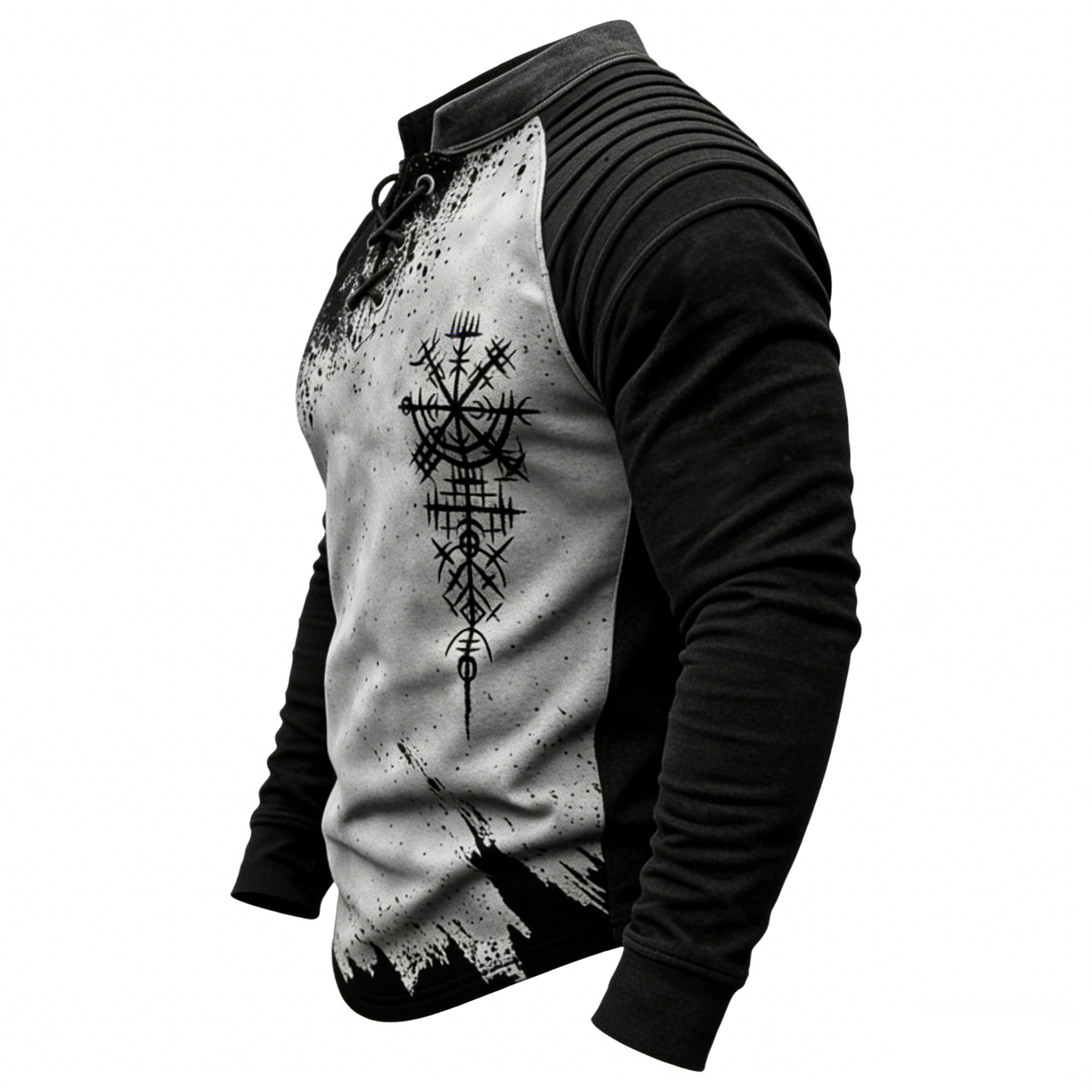 Nordic Viking Two-Tone Vegvísir Casual Long-Sleeve Shirt