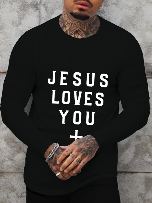 Jesus Loves You, Men's Long Sleeve T-Shirt