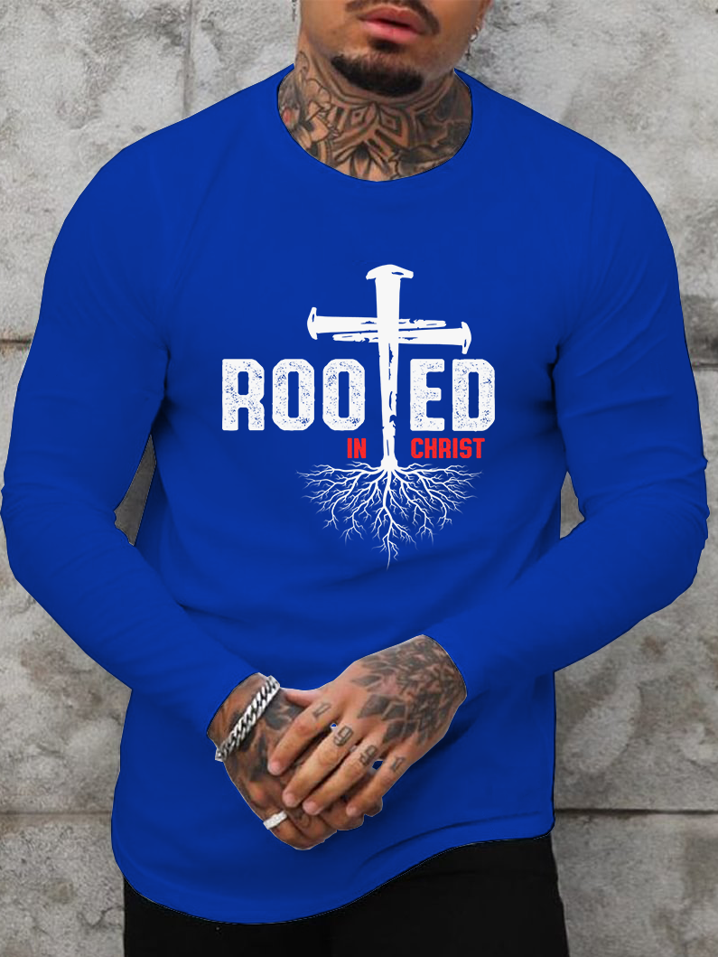 Rooed In Christ Cross Long Sleeve T-Shirt