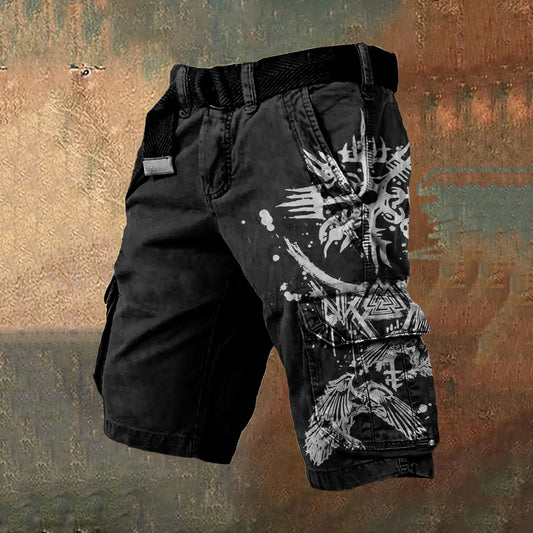 Men'S Viking Ethnic Birds Graphic Vintage Cargo Shorts