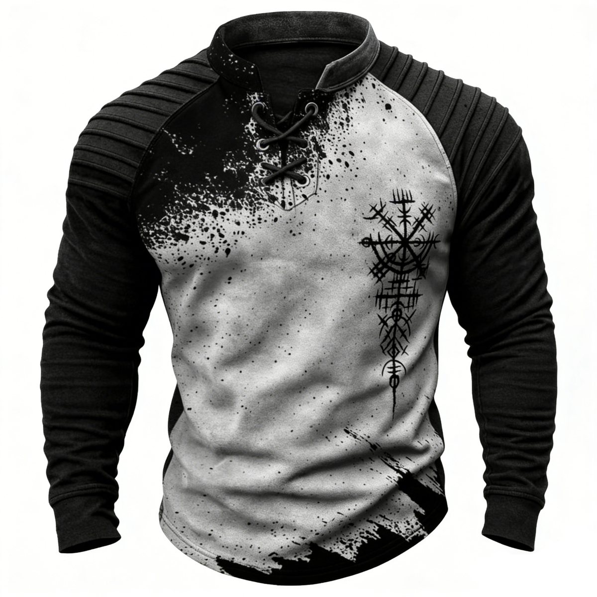 Nordic Viking Two-Tone Vegvísir Casual Long-Sleeve Shirt