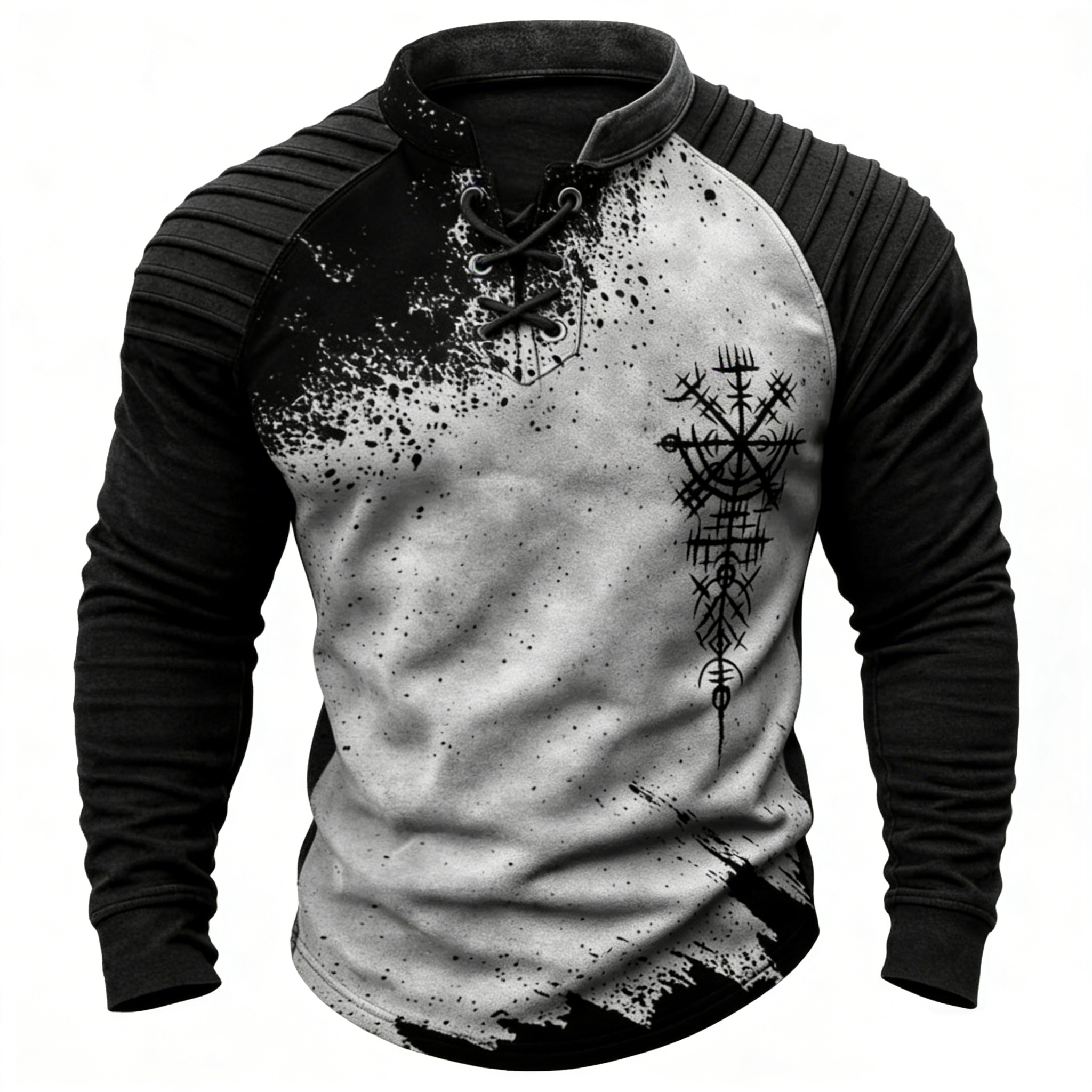 Nordic Viking Two-Tone Vegvísir Casual Long-Sleeve Shirt