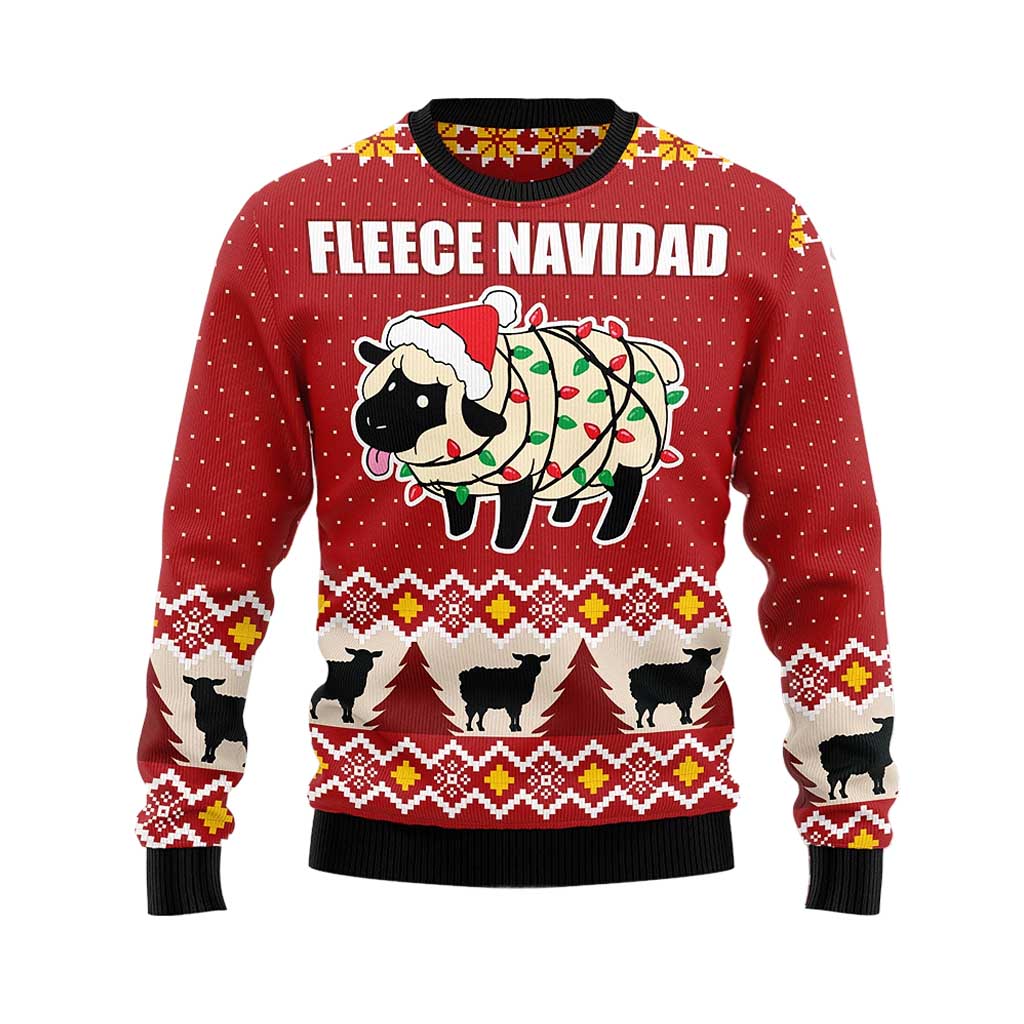 Unisex Vintage Sheep Print Crew Neck Ugly Christmas Sweatshirt