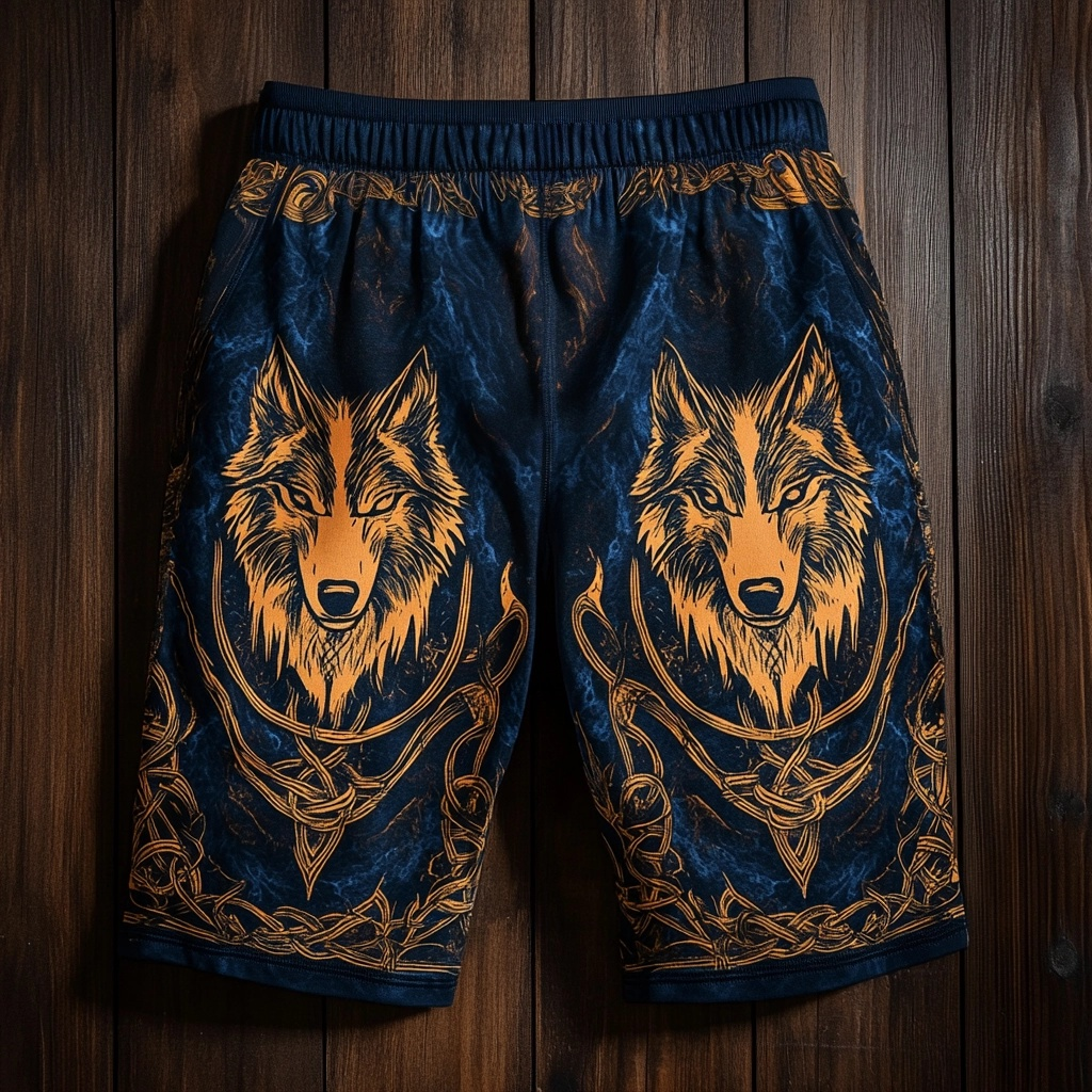 Men's Viking Wolf Nordic Fenrir Totem Vintage Sport Shorts