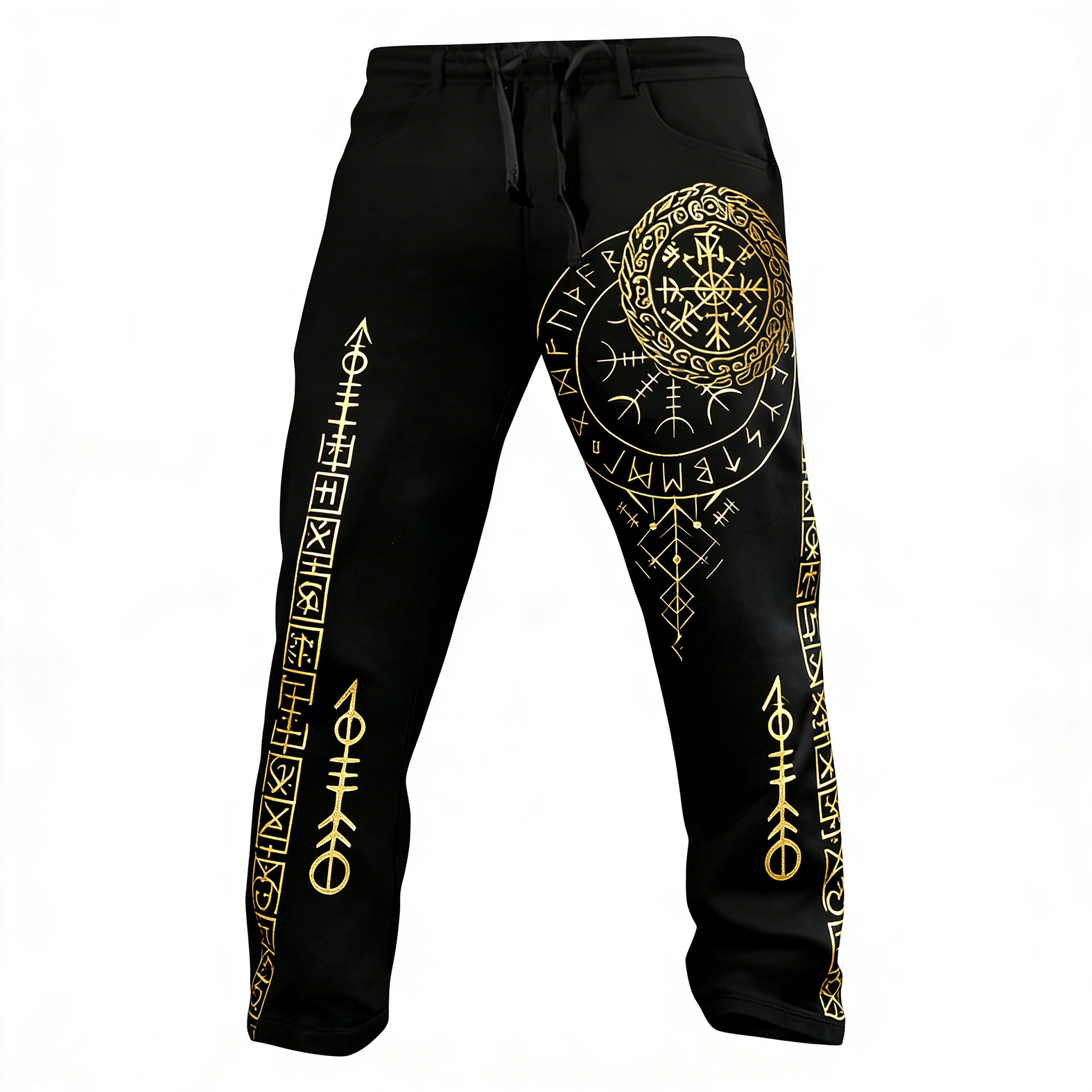 Retro Viking Totem Print Street Trousers