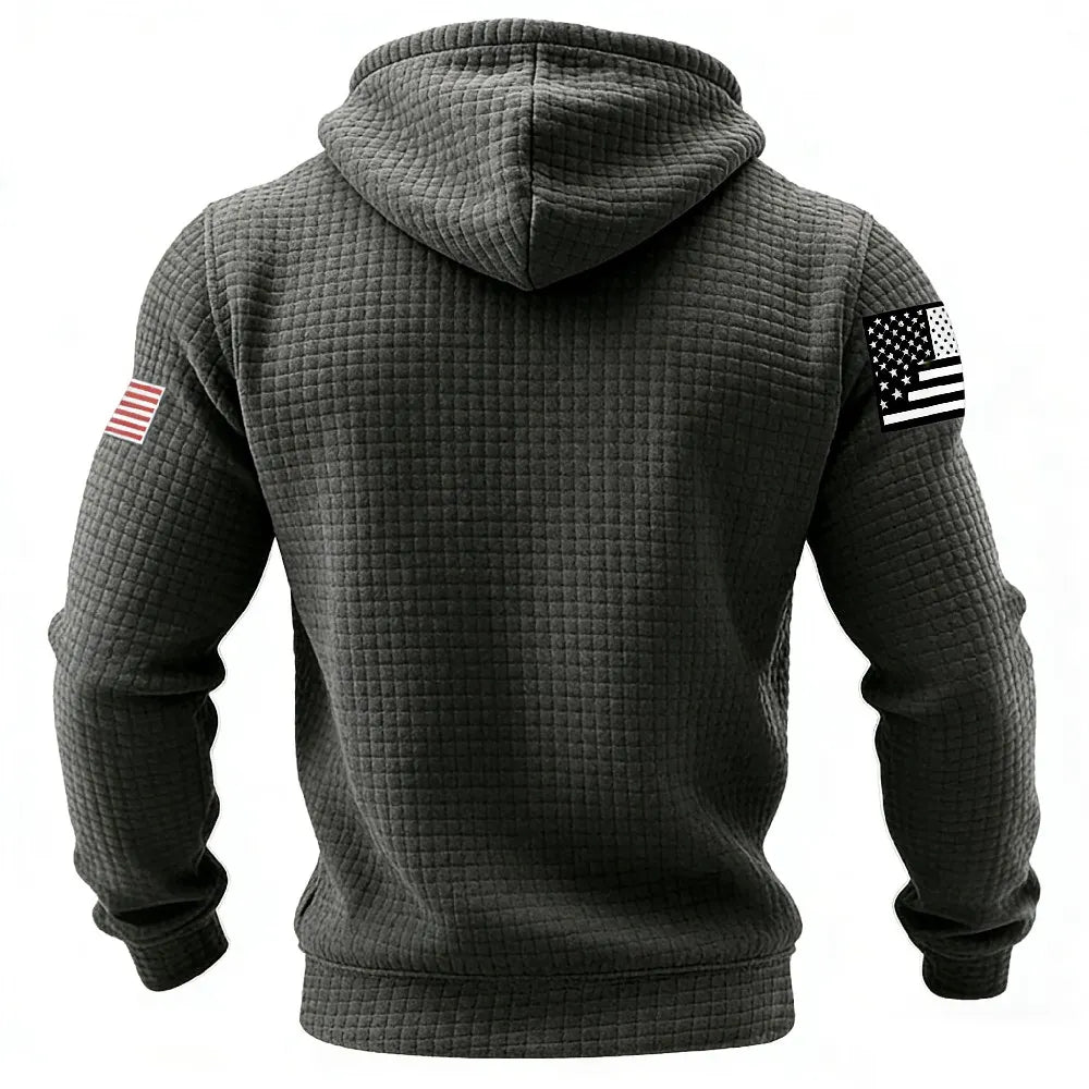 Viking skull American street casual waffle knit hoodie