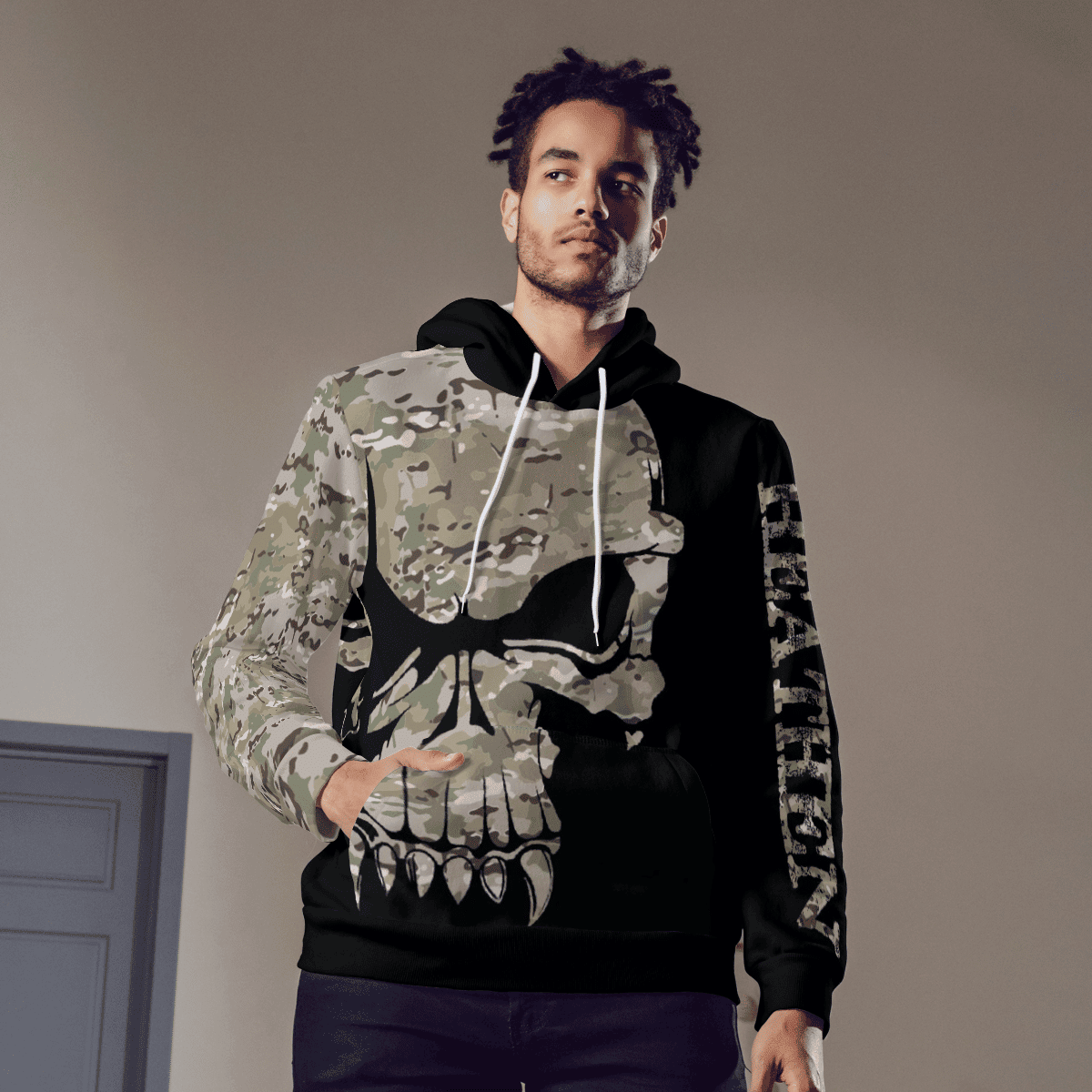 Camo Skull Valknut Heathen Viking Hoodie