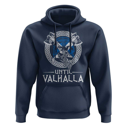 Funny Scottish Until Valhalla Vintage Scottish Flag Skull Viking Hoodie Cotton