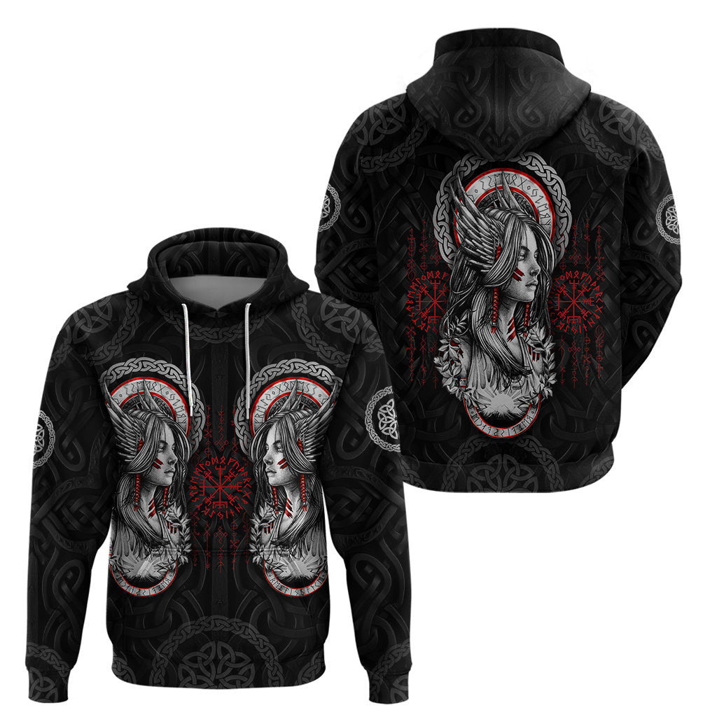 Viking Shieldmaiden with Viking Compass Vegvisir Viking Hoodie