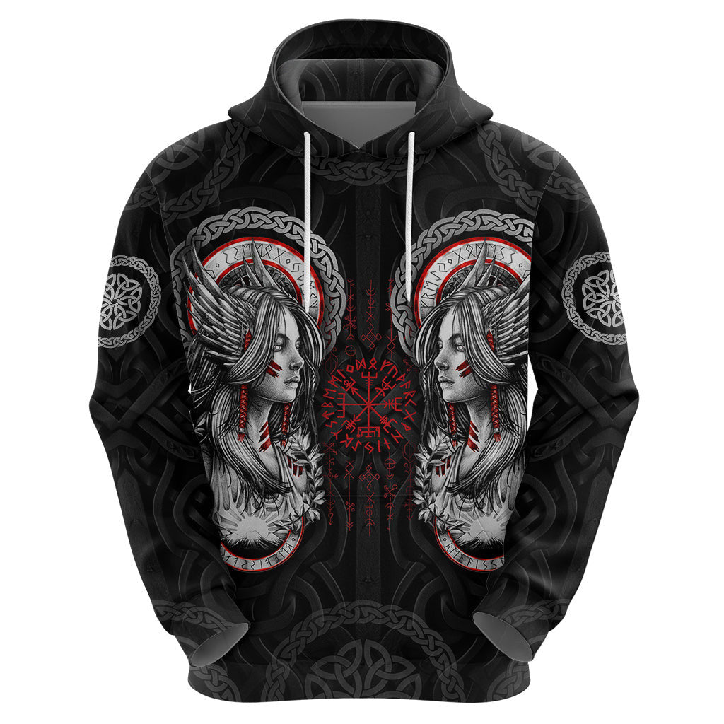 Viking Shieldmaiden with Viking Compass Vegvisir Viking Hoodie
