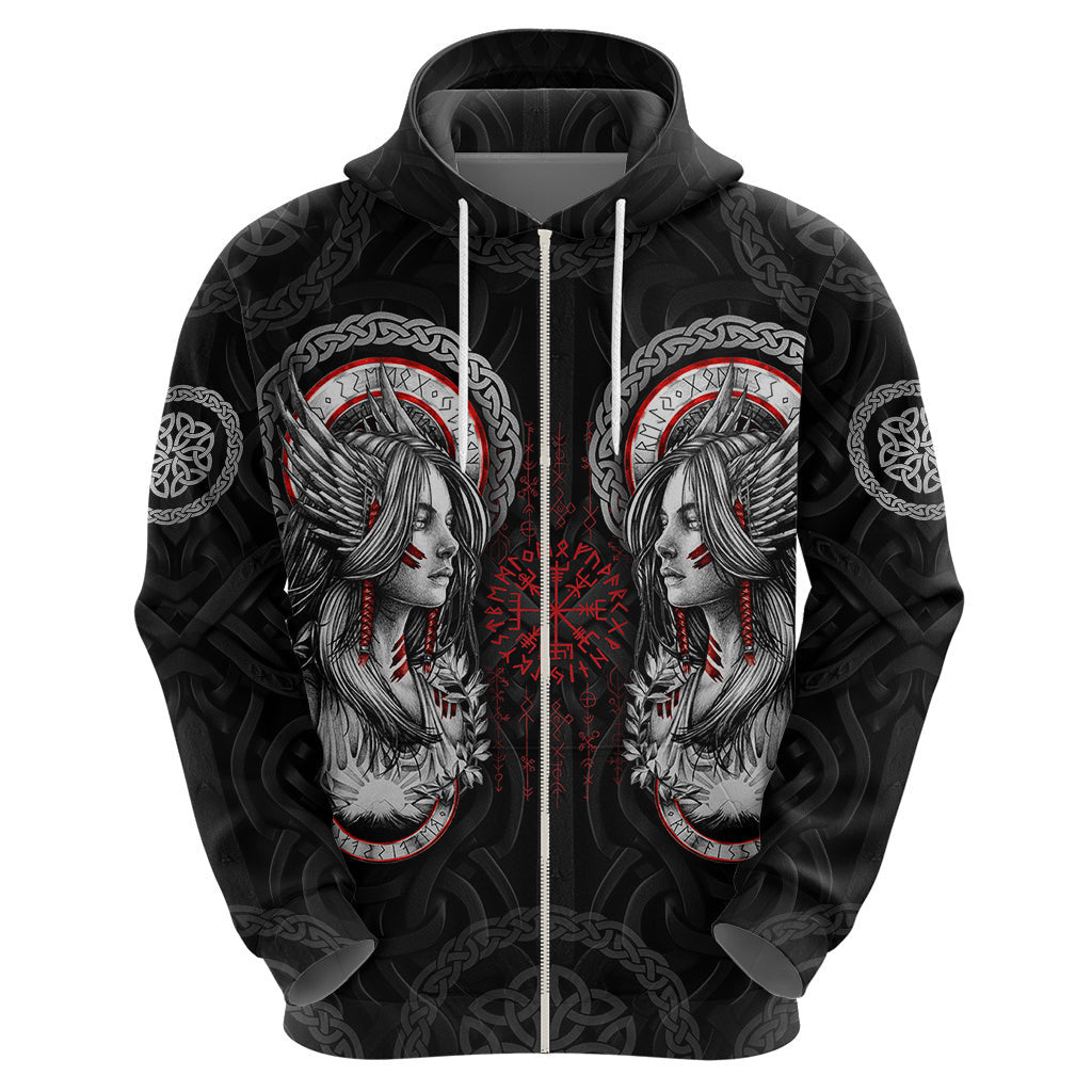 Viking Shieldmaiden with Viking Compass Vegvisir Viking Hoodie
