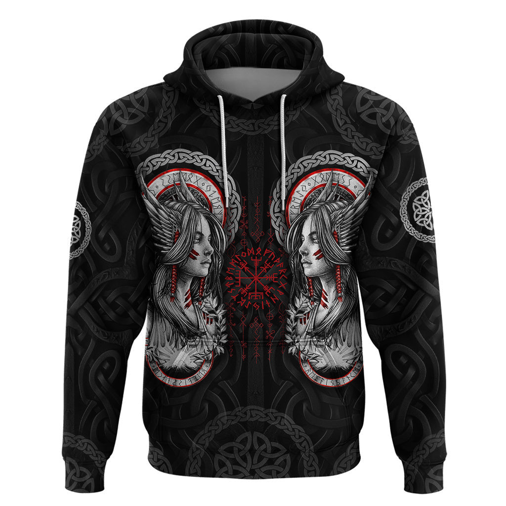 Viking Shieldmaiden with Viking Compass Vegvisir Viking Hoodie