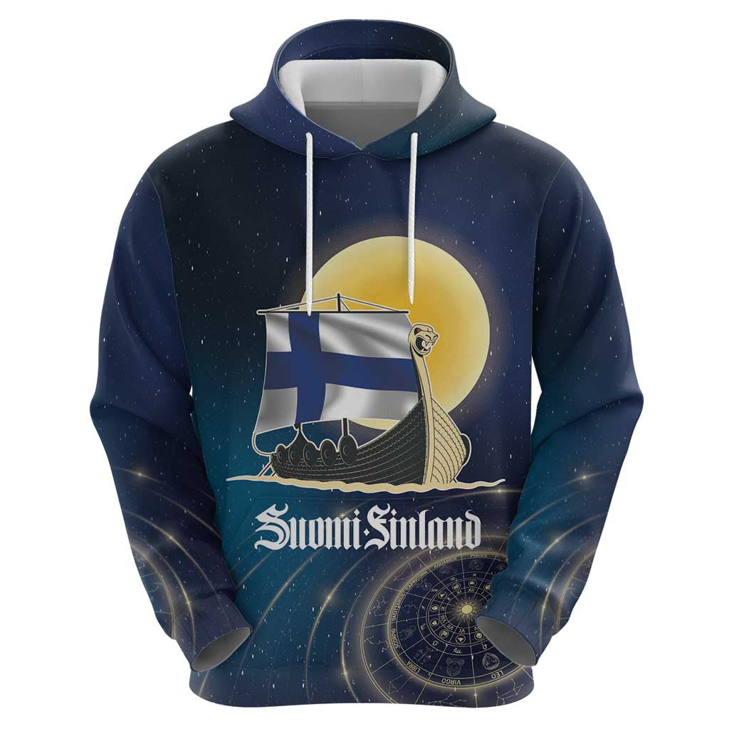 (Custom) Finland Drakkar Vikings Zipper Longships with Vegvisir Viking Hoodie