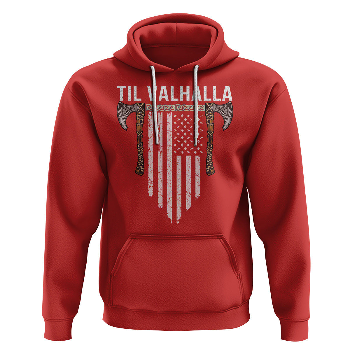 Til Valhalla American Axe Flag Norse Mythology Viking Hoodie Cotton