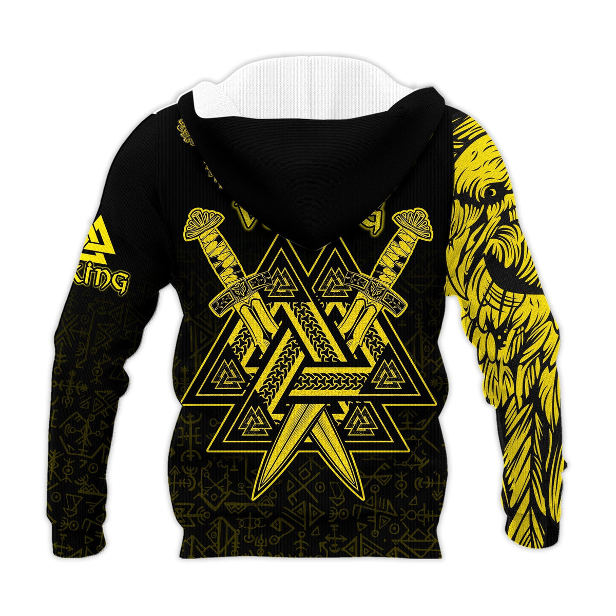 (Custom) Valknut Raven Symbol Celtic Vegvisir Yellow Color Viking Hoodie