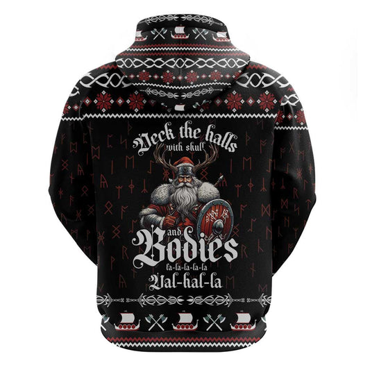 Funny Vikings Christmas Zipper Falalalala Valhalla Viking Hoodie