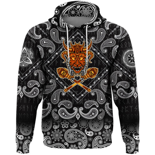 Head Skull With Bandana Paisley Style Viking Hoodie