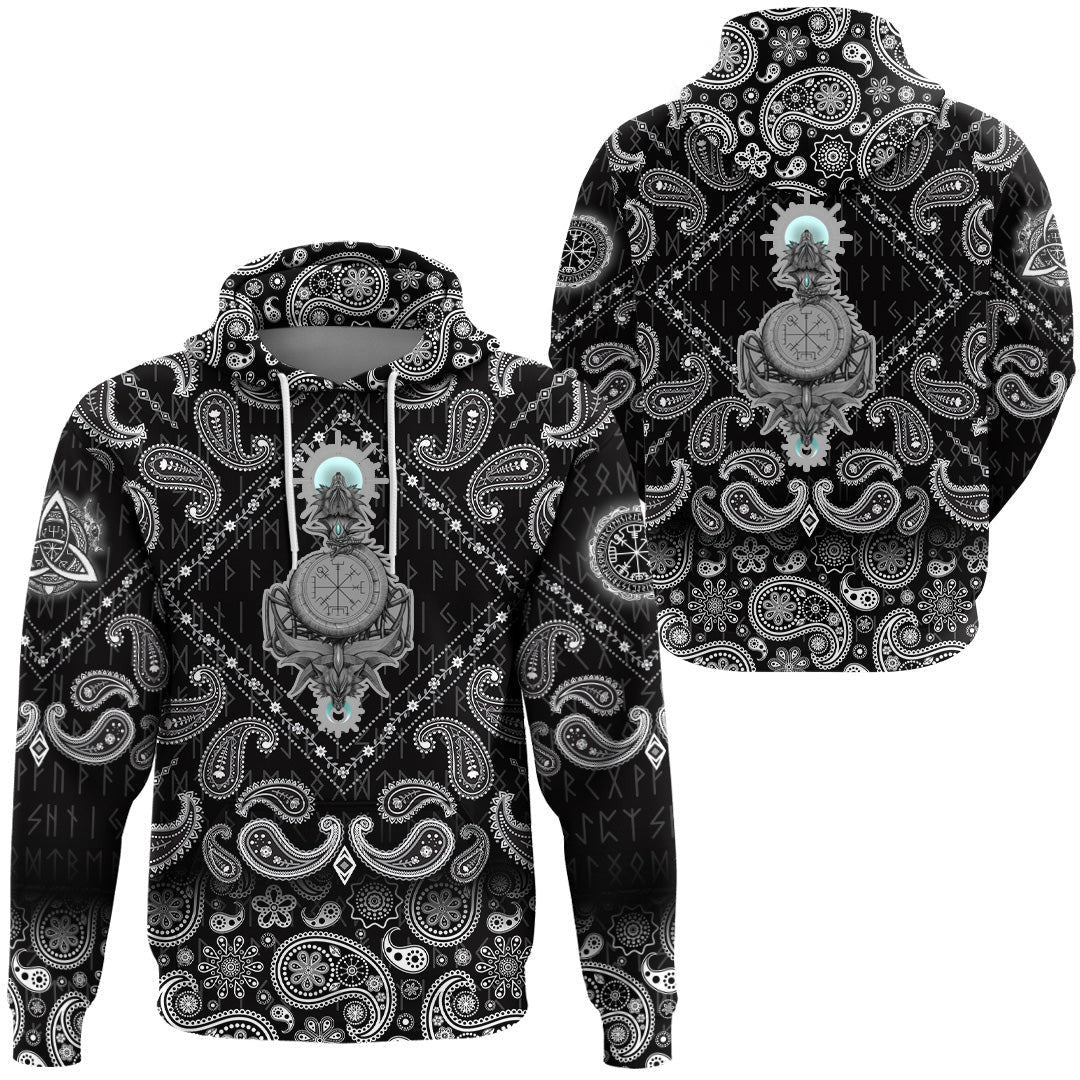 Hati Skoll With Bandana Paisley Style Viking Hoodie