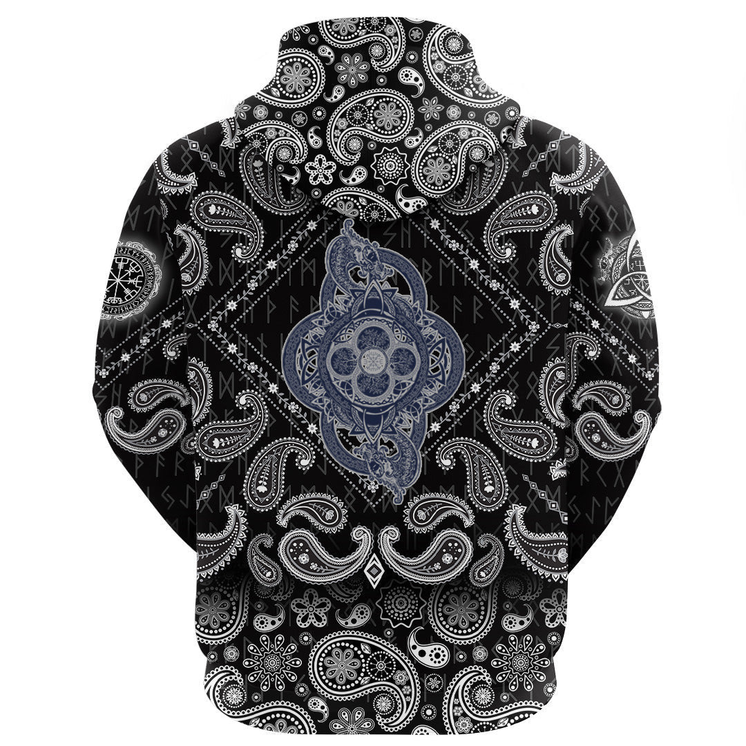 Celtic Dragon Tattoo And Symbol Of Force Dream Magic With Bandana Paisley Style Viking Hoodie