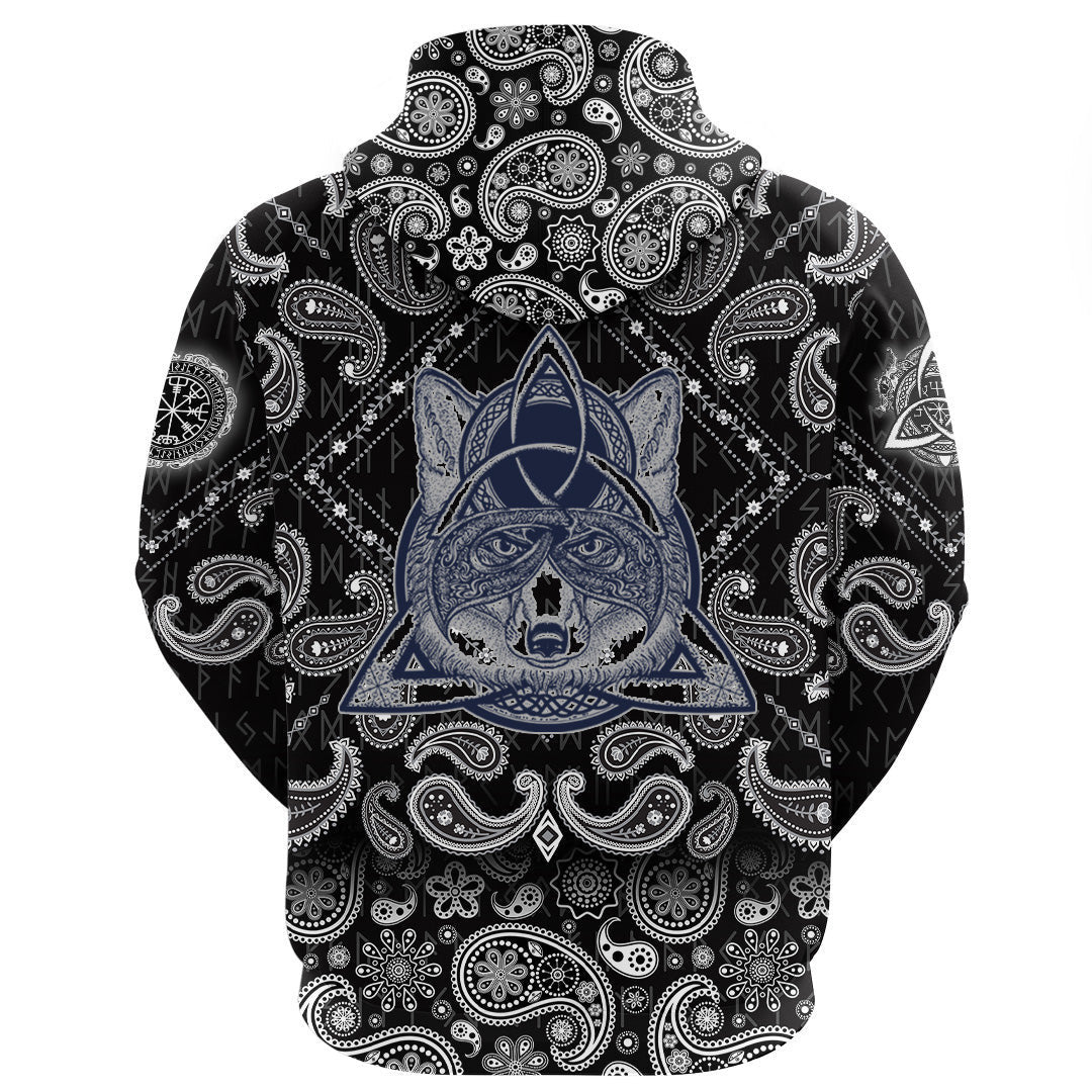 Fox In The Celtic Style Tattoo With Bandana Paisley Style Viking Hoodie
