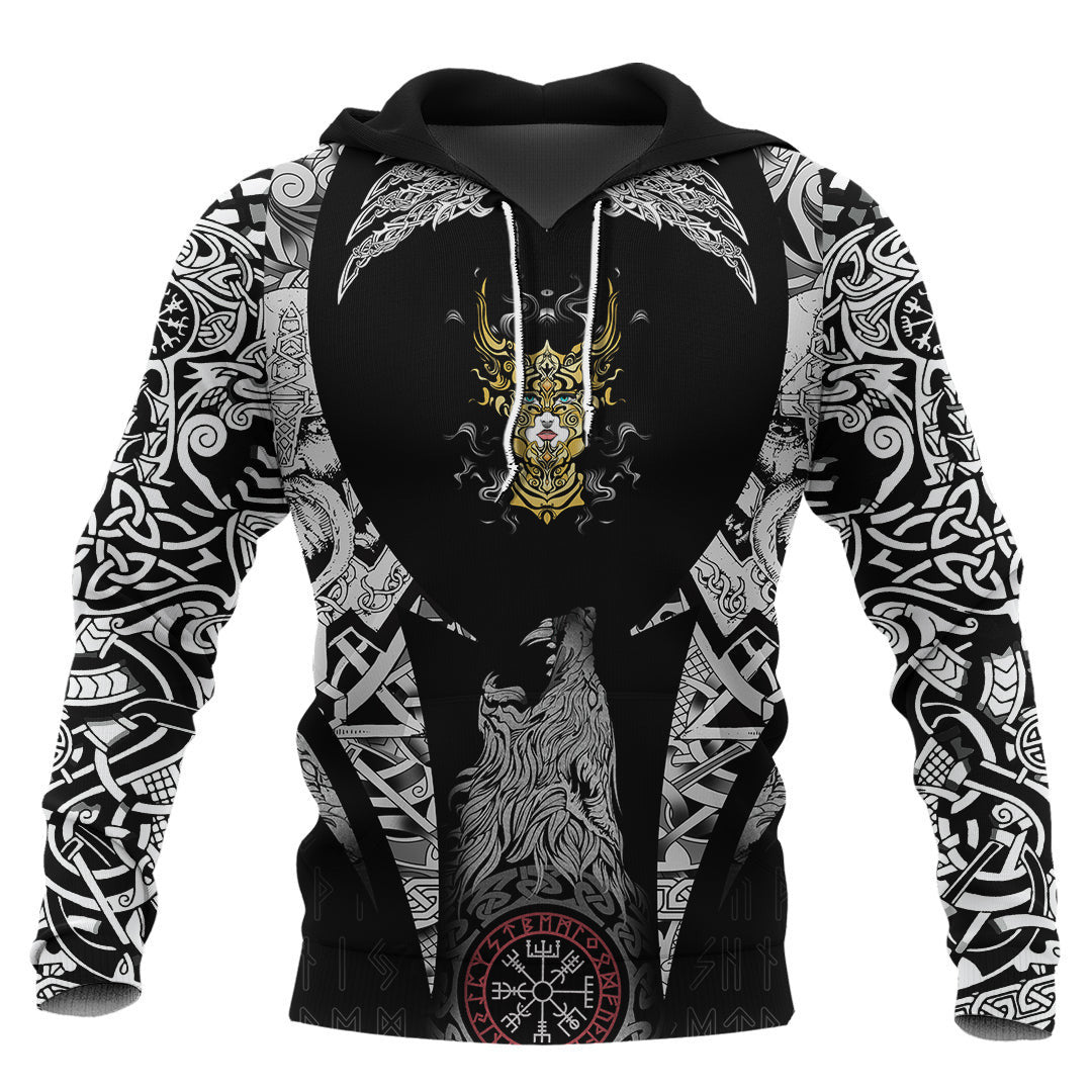 Long Haired Valkyrie In Beautiful Helmet Viking Hoodie