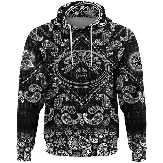 Circle Runic Scandinavian With Bandana Paisley Style Viking Hoodie