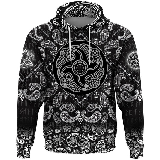 Ancient Celtic Mythological Symbol Of Bird With Bandana Paisley Style Viking Hoodie