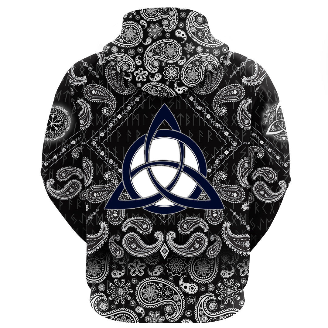 Celtic Trinity Knot With Bandana Paisley Style Viking Hoodie