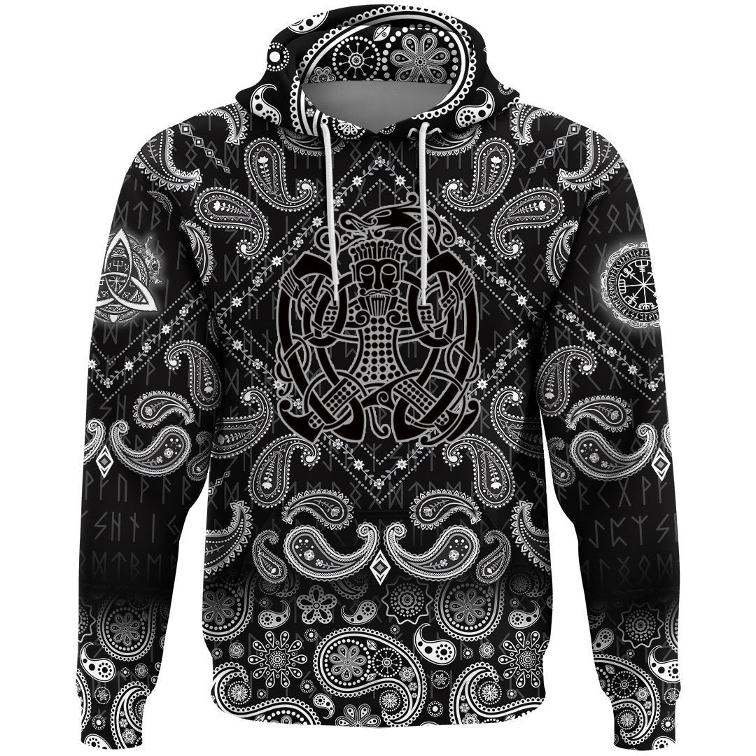 Norse God Loki With Bandana Paisley Style Viking Hoodie