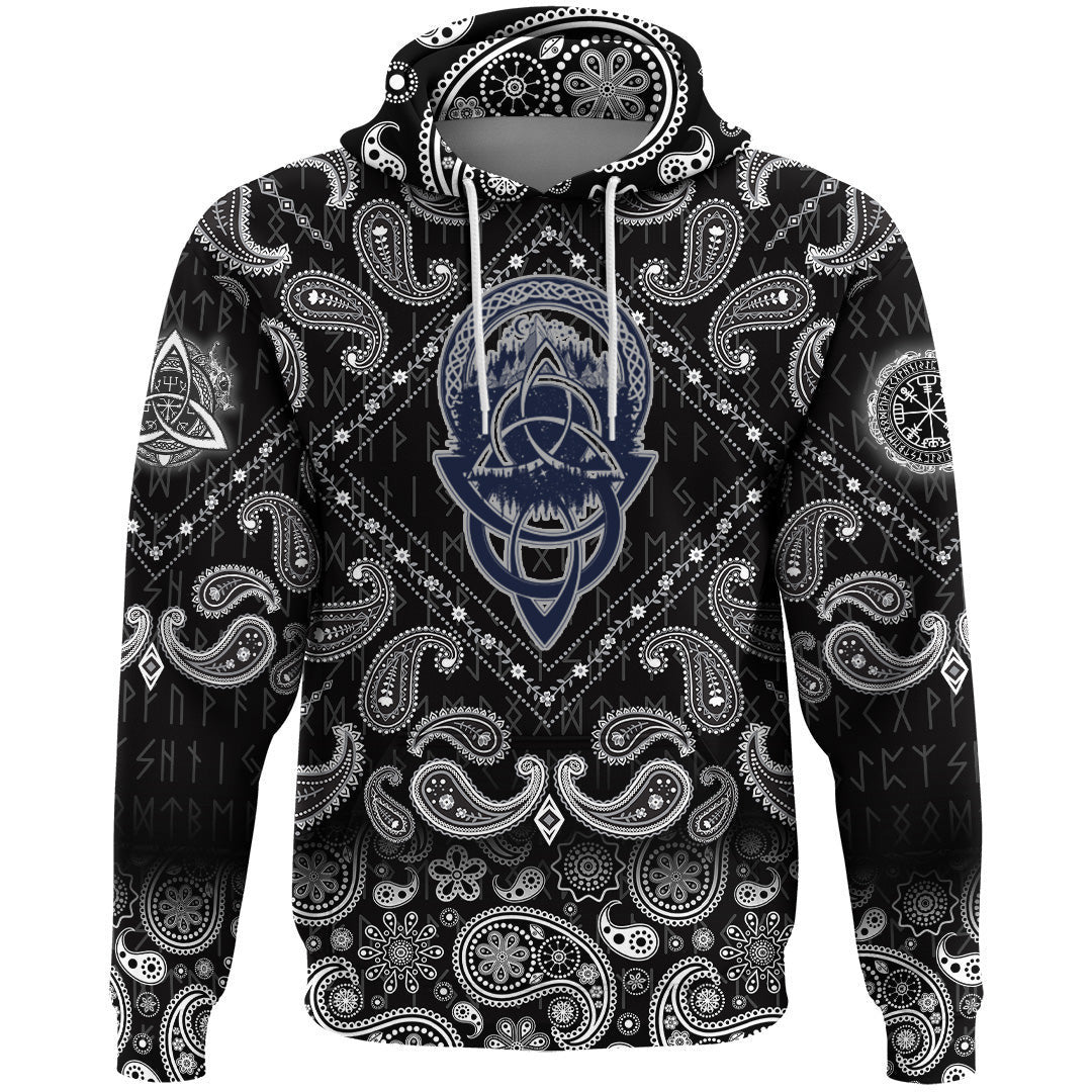 Celtic Knot Tattoo Mountain Forest Symbol Travel With Bandana Paisley Style Viking Hoodie
