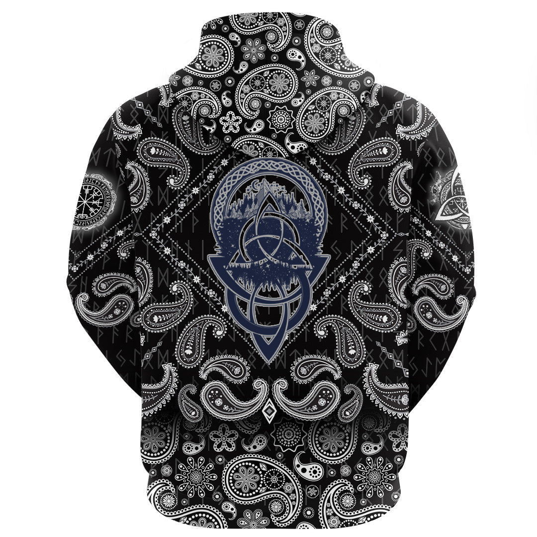 Celtic Knot Tattoo Mountain Forest Symbol Travel With Bandana Paisley Style Viking Hoodie