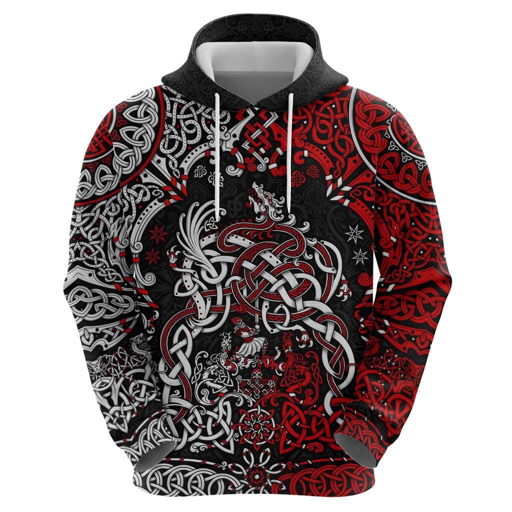 Viking Warrior And Viking Dragons Zipper Viking Hoodie