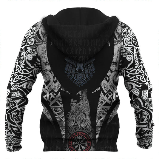 Fenrir Wolf Norse Mythology Rune with Red Eyes Viking Hoodie