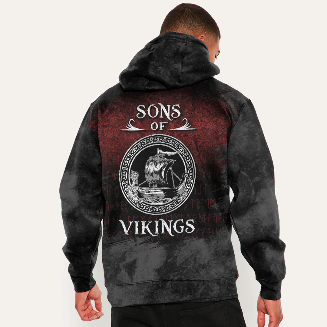 Sons Of Viking Ship Black Viking Hoodie
