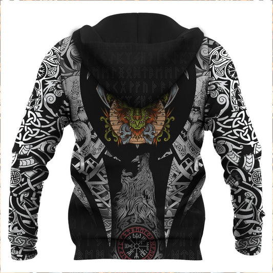 Dragon Shield Axe Sword Skull Viking Hoodie
