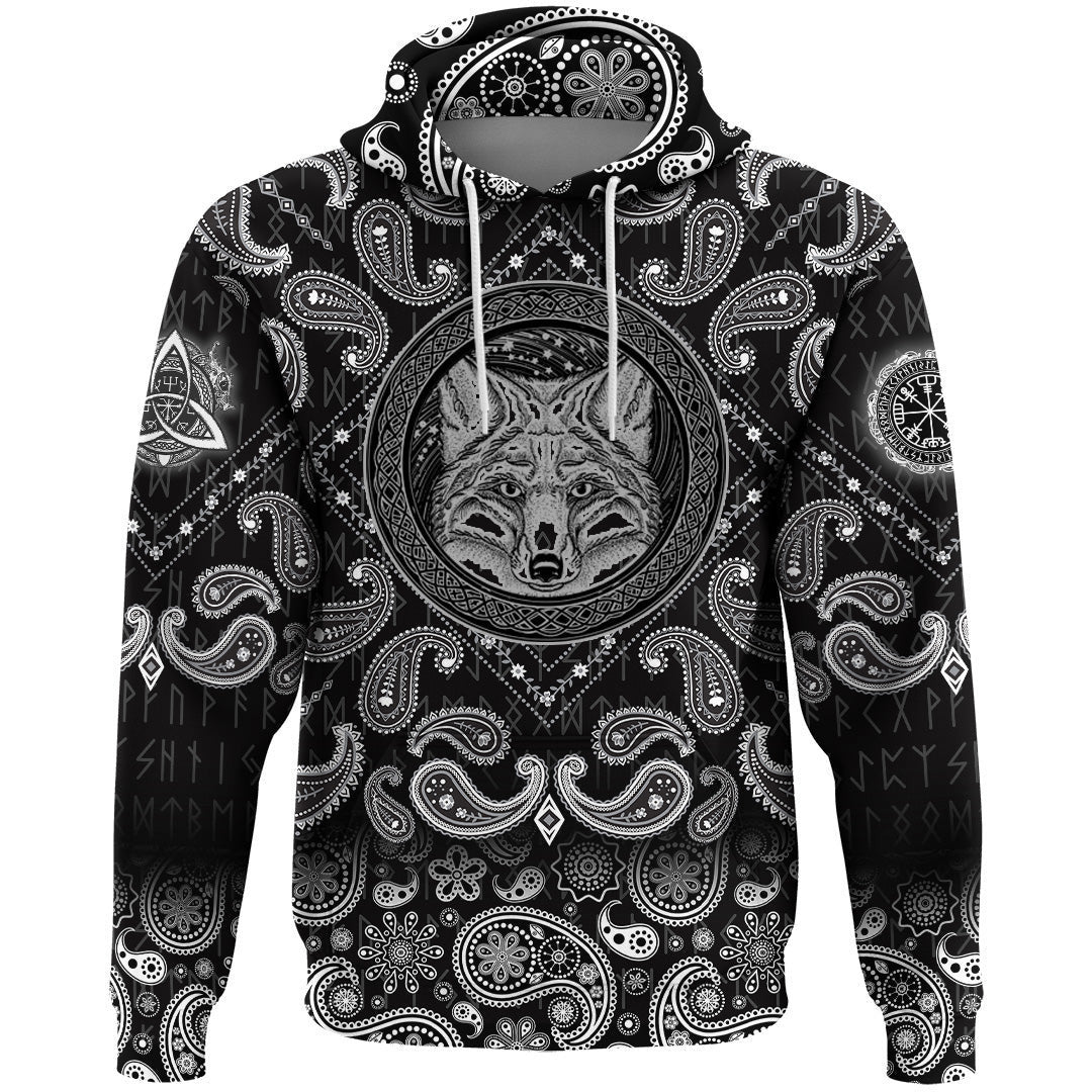 Celtic Fox With Bandana Paisley Style Viking Hoodie