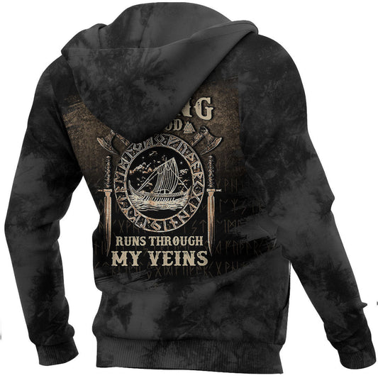 Blood Runs Throush My Veins Viking Hoodie