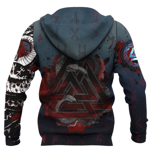 Jormungundr Axe Valknut Rune Viking Hoodie