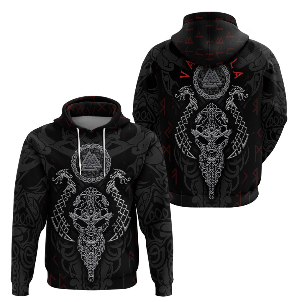 Viking Valhalla Odin and Drakkar Pattern Viking Hoodie