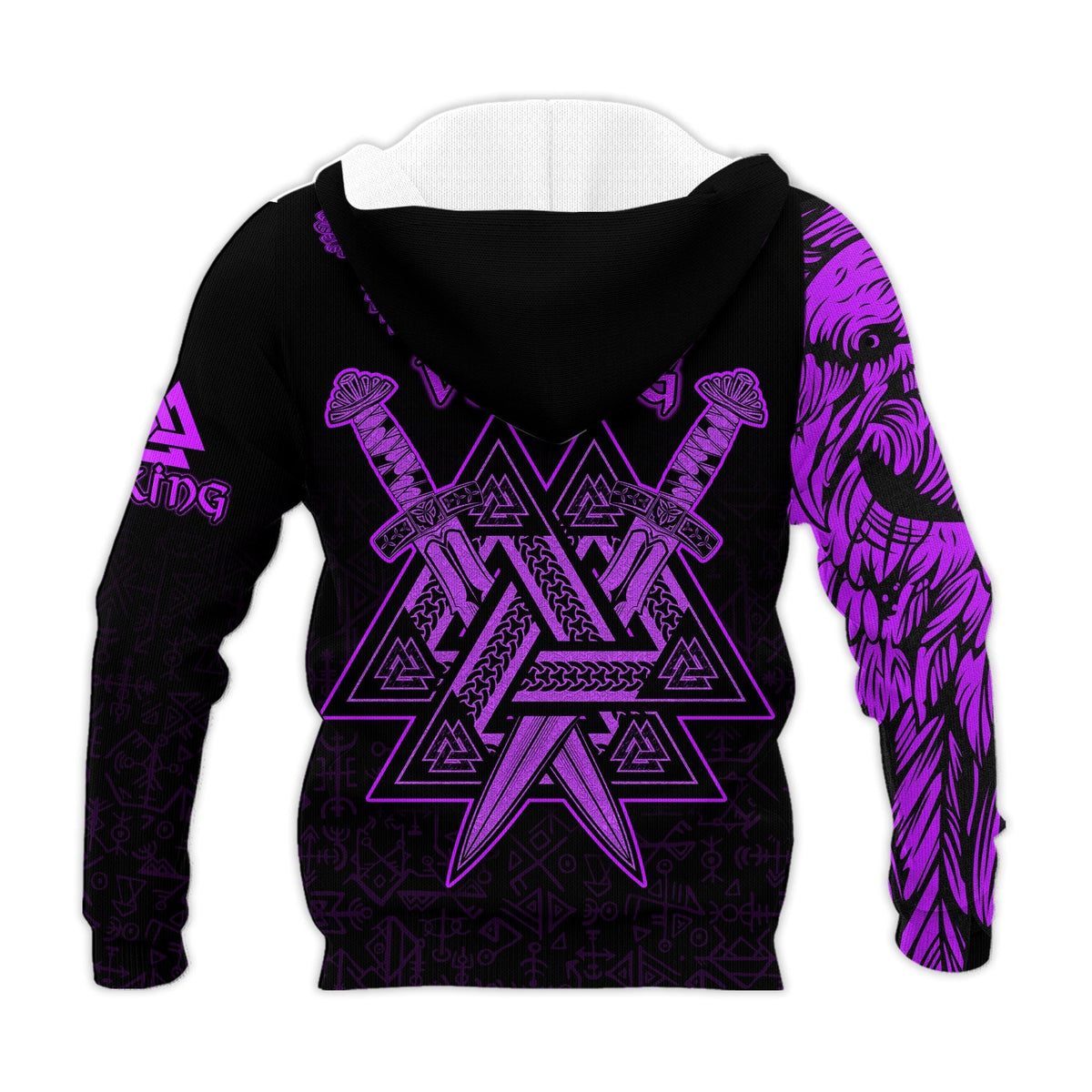 (Custom) Valknut Raven Symbol Celtic Vegvisir Purple Color Viking Hoodie