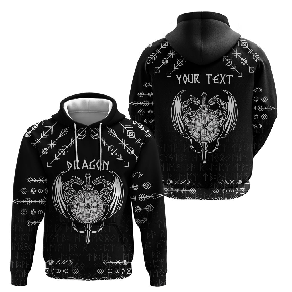 (Custom) Viking Dragon with Sword Black Scandinavian Tattoo Viking Hoodie